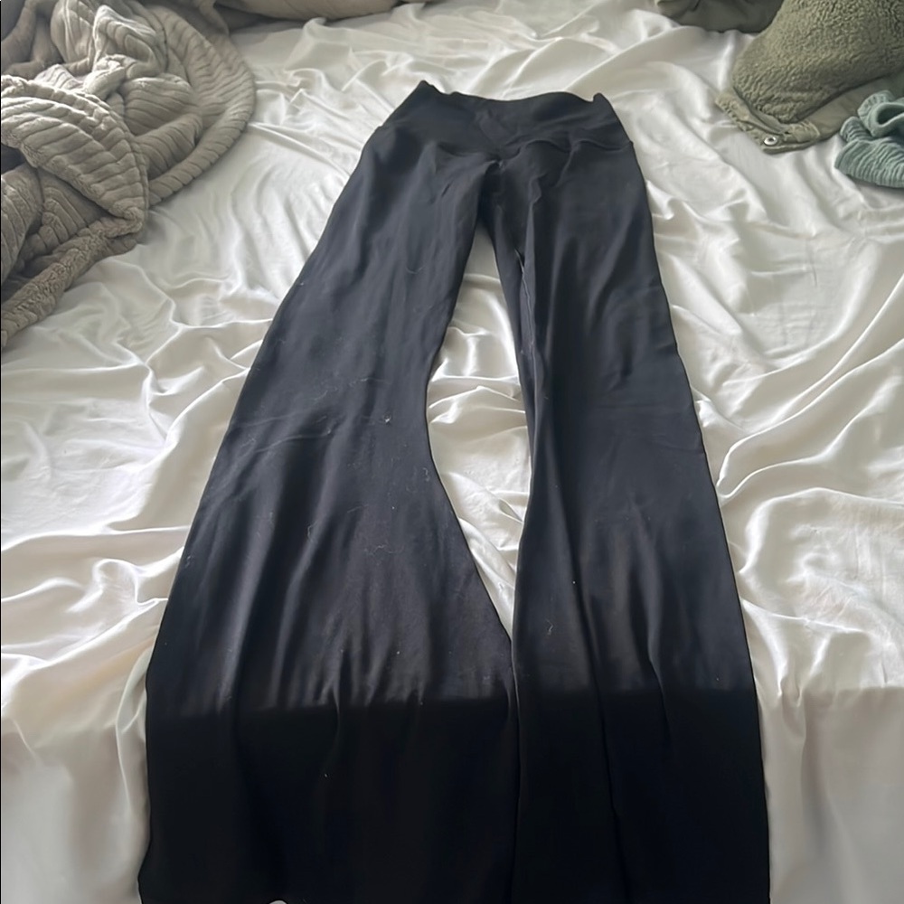 Black Boot Cut Pants with Wide-Leg Silhouette